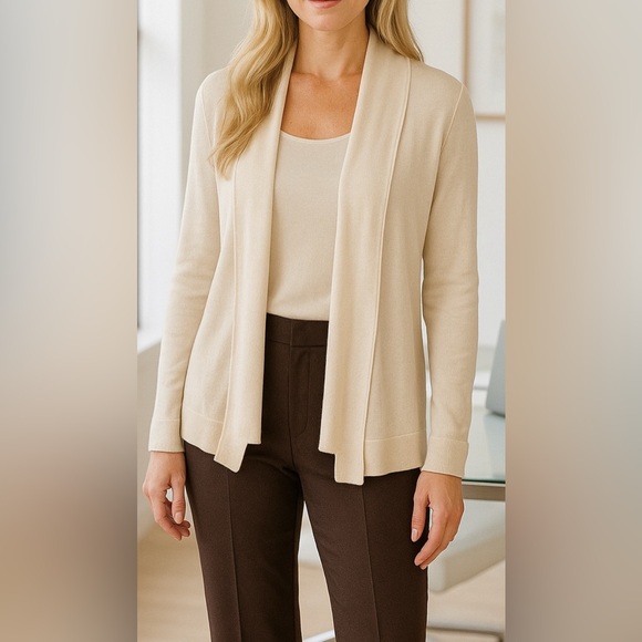 Michael Kors Sweaters - Michael Kors Cream Waterfall Open Front Cardigan Size S